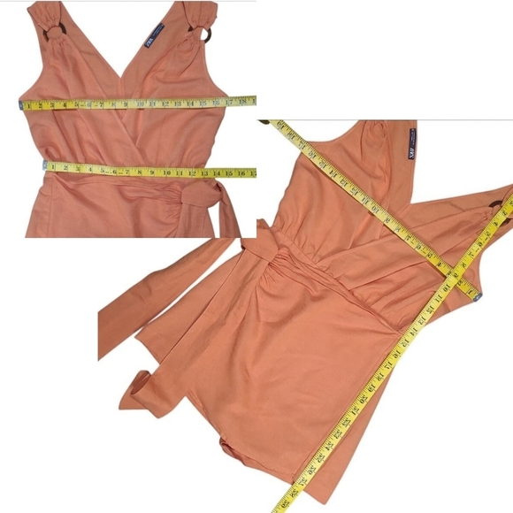 Zara Crossover Tied Wrap Dress Romper W/ Shorts Orange Size Extra Small - Picture 10 of 16